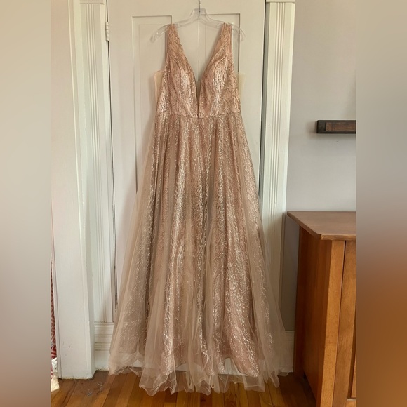 NWT Rose Gold A-Line Wedding or Prom Dress Size 14 -  threedaughtersproperties.com